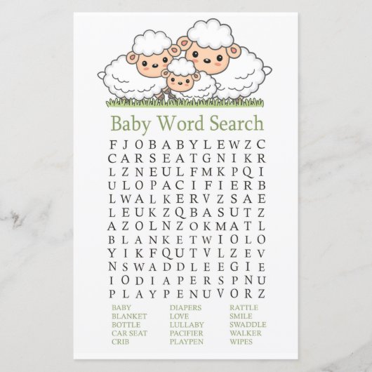 かわいい子赤ちゃんシャワー単語検索ゲーム (正面)