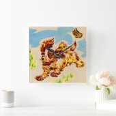 かわいい子走犬 スクエア壁時計 (ホーム)