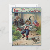 かわいい子遊ども兵士アメリカ国旗 ポストカード (正面/裏面)