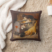 かわいい子遊ネコの車、ヴィンテージアート枕 クッション (ブランケット)