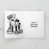 かわいい子遊猫の誕生日の弓とリボン カード (内部)