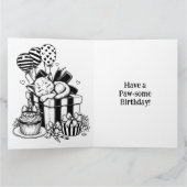 かわいい子遊猫の誕生日湾曲大 カード (内部)