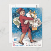 かわいい子運供のプレゼントホリースノー ポストカード (正面/裏面)