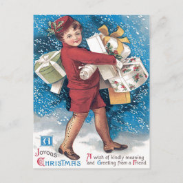 かわいい子運供のプレゼントホリースノー ポストカード