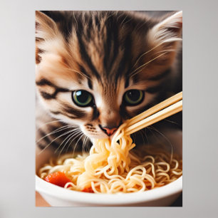 かわいい子食べ物天ラーメン ポスター