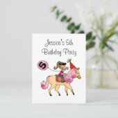 かわいい子馬および第5誕生日の女の子のパーティー 招待状 (スタンド正面)