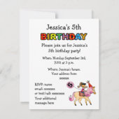 かわいい子馬および第5誕生日の女の子のパーティー 招待状 (裏面)