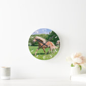 かわいい子馬とハフリンガー走の馬-ダイヤルプレート ラウンド壁時計 (ホーム)