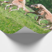 かわいい子馬を持つHaflingerの馬はおもしろいな写真を走ります* ラッピングペーパー (角)