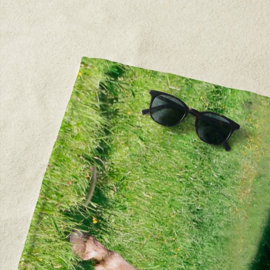 かわいい子馬を持つHaflingerの馬は走りますおもしろいな写真の_を ビーチタオル (インサイチュ)