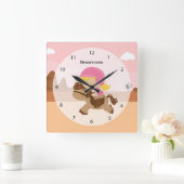 かわいい子馬 スクエア壁時計 (ホーム)