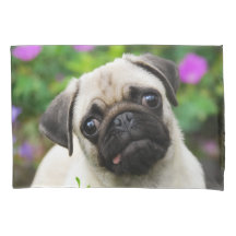 かわいい子鹿によって着色されるパグの小犬-枕カバー