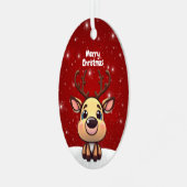 かわいい子鹿のクリスマス メリークリスマス 🦌 🎄 メタルオーナメント (正面左)