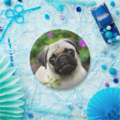 かわいい子鹿のパグの小犬のポートレート、幸せなパーティー ペーパープレート (パーティー)