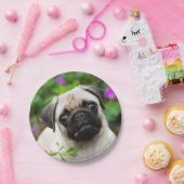 かわいい子鹿のパグの小犬のポートレート、幸せなパーティー ペーパープレート (パーティー)