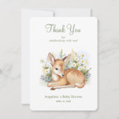 かわいい子鹿の赤ちゃんシャワーサンキューカード。 サンキューカード (正面)