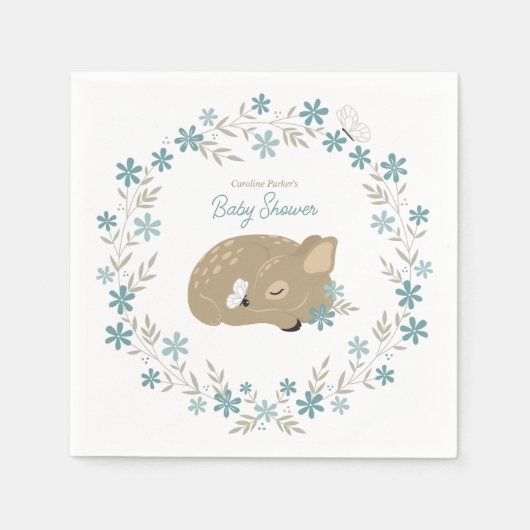 かわいい子鹿の赤ちゃんシャワー スタンダードカクテルナプキン (正面)