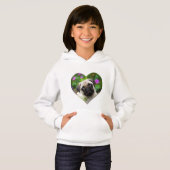 かわいい子鹿はパグの小犬の顔の写真のハートを着色しました。 (正面フル)