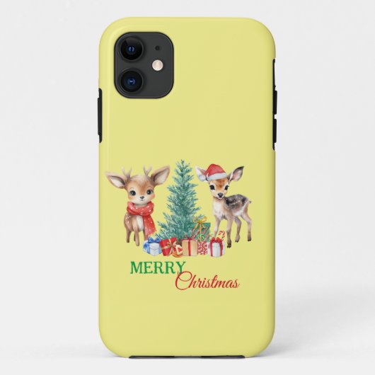 かわいい子鹿トナカイサンタメリークリスマスパーティー Case-Mate iPhoneケース (裏面)
