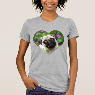 かわいい子鹿色の子犬顔ペットハート Tシャツ
