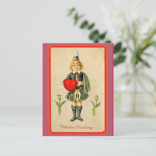 かわいい子inキルトバレンタインデービクトリアンカード シーズンポストカード (スタンド正面)
