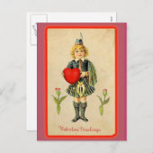 かわいい子inキルトバレンタインデービクトリアンカード シーズンポストカード (正面/裏面)