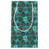 かわいい孔雀の羽パターン スモールペーパーバッグ (正面)