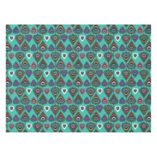 かわいい孔雀の羽パターン テーブルクロス (正面(横))