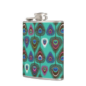 かわいい孔雀の羽パターン フラスク (左)