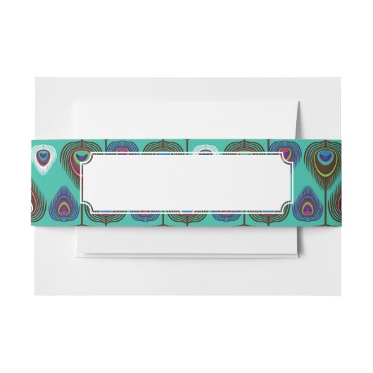 かわいい孔雀の羽パターン 招待状ベリーバンド (正面例)