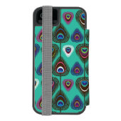 かわいい孔雀の羽パターン INCIPIO iPhoneウォレットケース (フォリオ裏面)