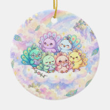 かわいい孔雀の虹のオーナメント