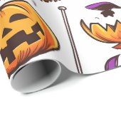かわいい季節のオレンジパープル秋カボチャハロウィーン ラッピングペーパー (ロールコーナー)