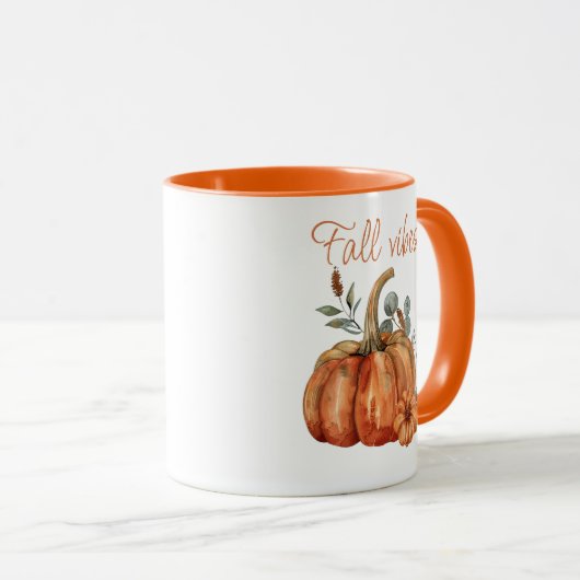 かわいい季節のカボチャ水彩秋ビーズコーヒー マグカップ (正面右)