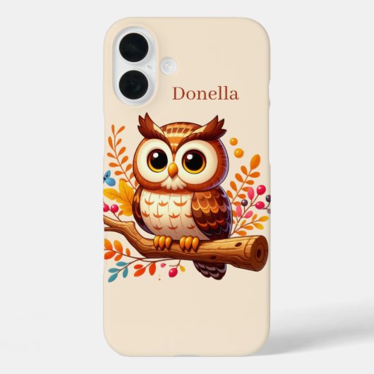 かわいい季節のフクロウ 名前追加 Case-Mate iPhoneケース (裏面)
