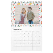 かわいい季節の動物のパターン家族の写真 カレンダー (2月 2027)