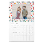 かわいい季節の動物のパターン家族の写真 カレンダー (2月 2026)