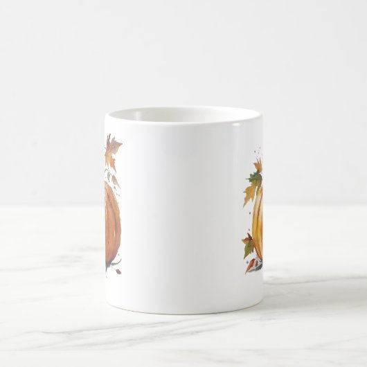 かわいい季節の秋かぼちゃの水彩秋 コーヒーマグカップ (中央)