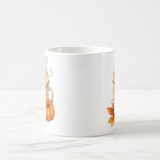かわいい季節の秋かぼちゃスパイスラテ秋 コーヒーマグカップ (中央)