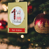 かわいい季節の1stクリスマスプレドベビーヒッポ名 ゴールドプレートバナーオーナメント