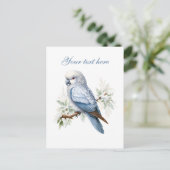 かわいい季節限定の冬の鳥の追加文字 ポストカード (スタンド正面)