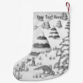 かわいい孤およびウサギのクリスマスの雪場面 スモールクリスマスストッキング (裏面)