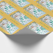 かわいい孤およびウサギのクリスマスの雪場面 ラッピングペーパー (角)