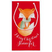 かわいい孤の包まれたな芸術はクリスマスのギフトバッグを示しました スモールペーパーバッグ (裏面)