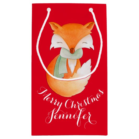 かわいい孤の包まれたな芸術はクリスマスのギフトバッグを示しました スモールペーパーバッグ (裏面)