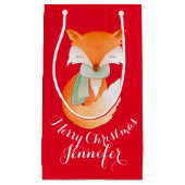 かわいい孤の包まれたな芸術はクリスマスのギフトバッグを示しました スモールペーパーバッグ (正面)