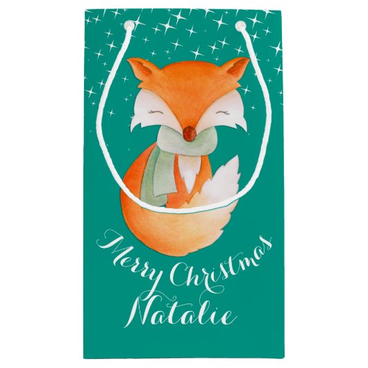 かわいい孤の包まれたな芸術はクリスマスのギフトバッグを示しました スモールペーパーバッグ (裏面)