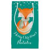 かわいい孤の包まれたな芸術はクリスマスのギフトバッグを示しました スモールペーパーバッグ (正面)