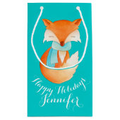 かわいい孤の包まれたな芸術はクリスマスのギフトバッグを示しました スモールペーパーバッグ (裏面)