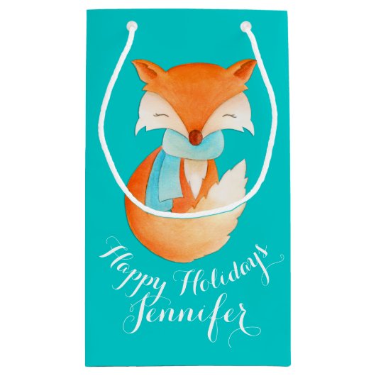 かわいい孤の包まれたな芸術はクリスマスのギフトバッグを示しました スモールペーパーバッグ (裏面)